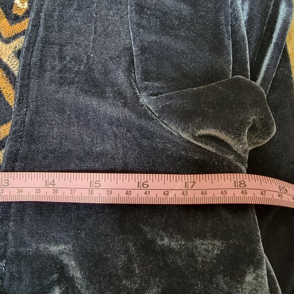 Anthropologie THML Navy Blue Velvet Embroidered Boho Dress Size Medium - Picture 6 of 9